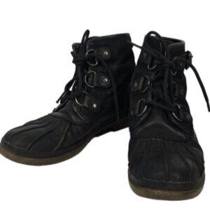 Ugg Cecile Leather Waterproof Ankle Boot Lace Up Black